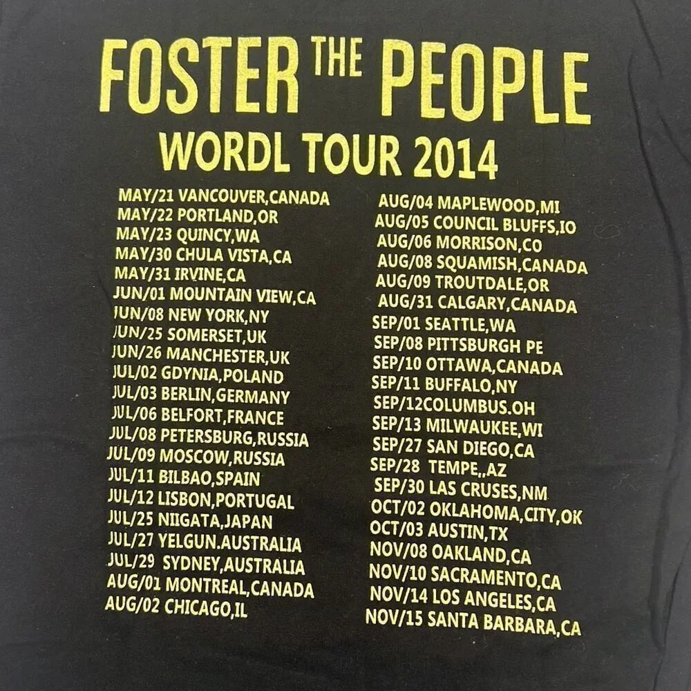 Foster the People concert‎ release world tour List T-shirt